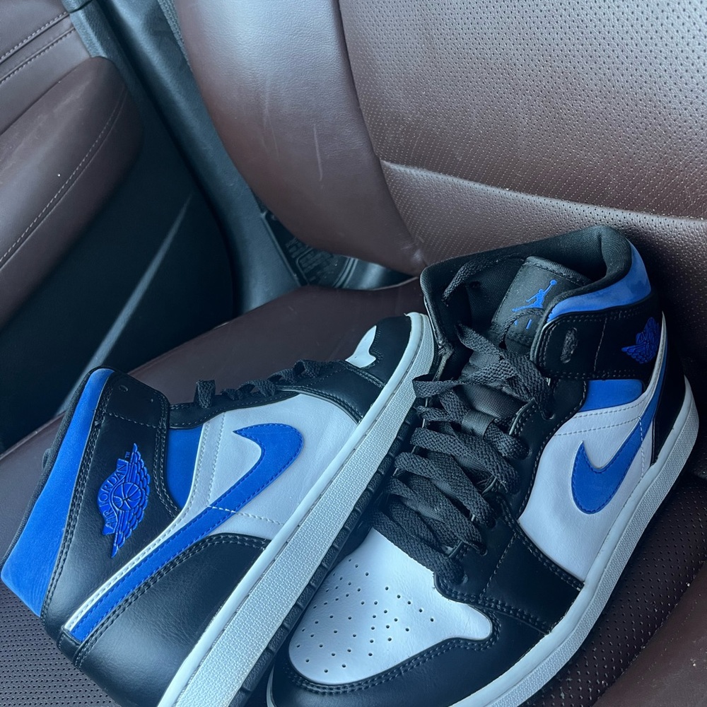 Nike Air Jordan Black, Blue, and White Sneakers